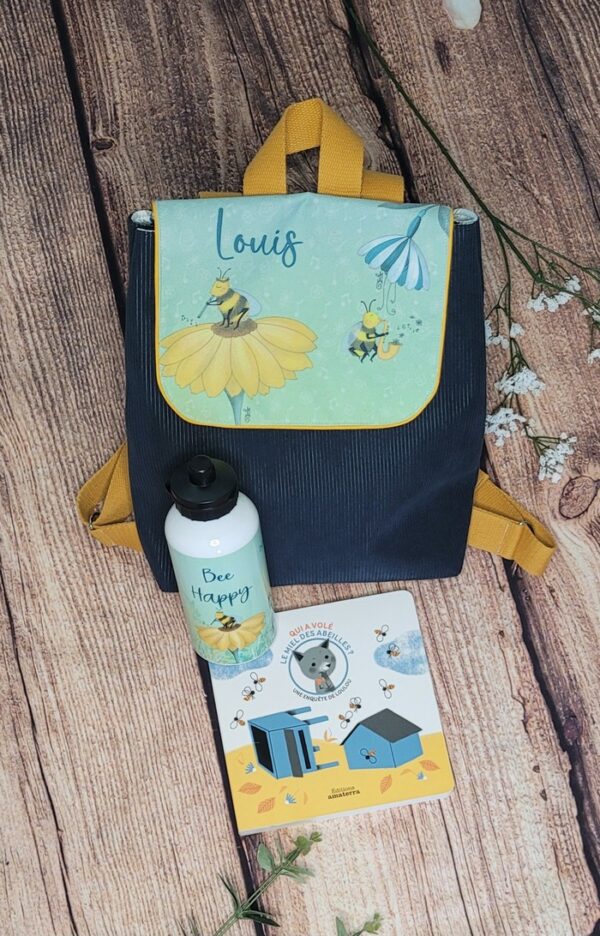 SAC cousu main personnalisé MATERNELLE THEME ABEILLE