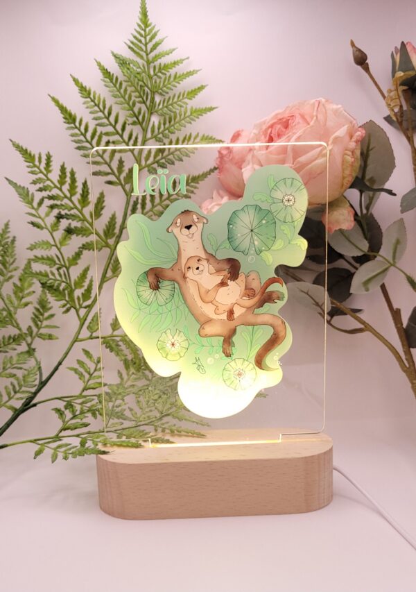 Lampe personnalisée loutres maman et bébé